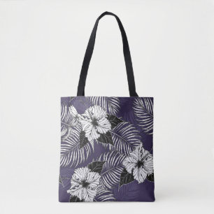 Bolso De Tela Palmita de arreca, bosquejo de hibiscos: patrón vi