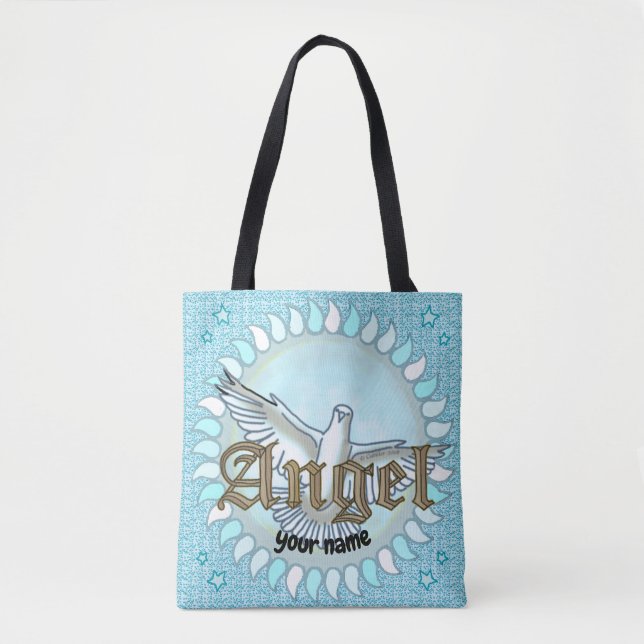 Bolso De Tela Palo de ángel azul cristiano (Anverso)