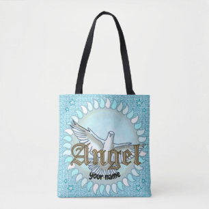 Bolso De Tela Paloma ángel azul cristiano