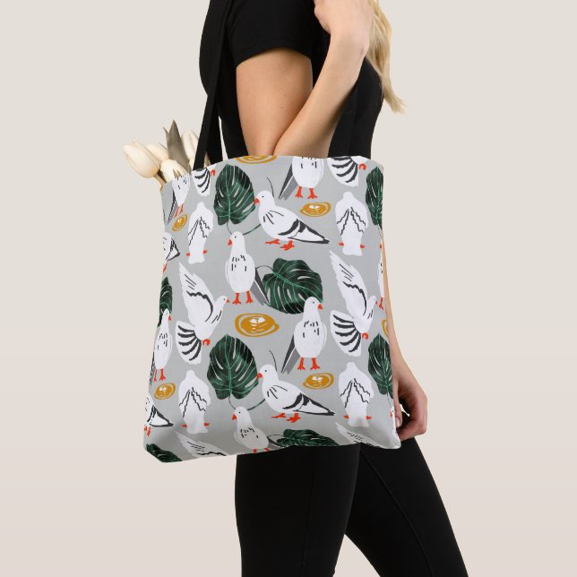 Bolso De Tela Paloma blanca (Detalle)