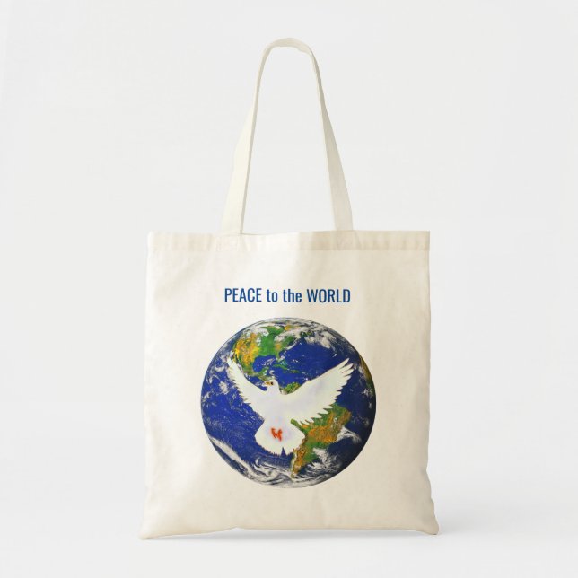 Bolso De Tela Paloma de la Paz con Texto Editable (Frente)