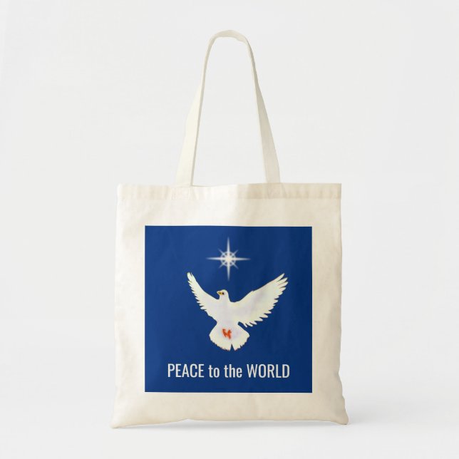 Bolso De Tela Paloma de la Paz con Texto Editable (Frente)