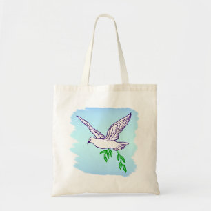 Bolso De Tela Paloma de paz con Tote Olive Branch Beach