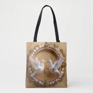 Bolso De Tela Palomas de Boda