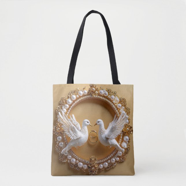 Bolso De Tela Palomas de Boda (Anverso)