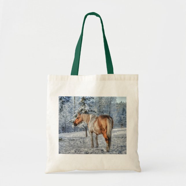 Bolso De Tela Palomino Paint Horse y Nieve para los amantes de l (Frente)