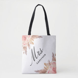 Bolso De Tela Pampas hierba rosa oro floral de novia blanca mrs