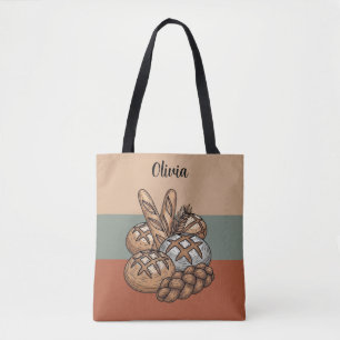 Bolso De Tela Pan de Campo Tradicional y Baguette