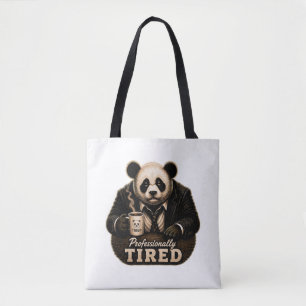 Bolso De Tela Panda Amante del Café Profesionalmente Cansado