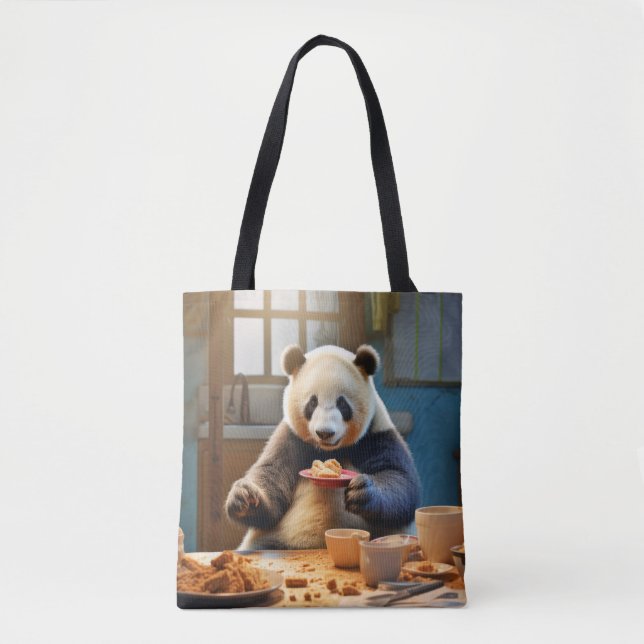 Bolso De Tela Panda Bear Animal Fun Cocina Cocina Happy Time (Anverso)