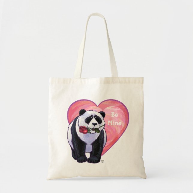 Bolso De Tela Panda Bear El día de San Valentín (Frente)