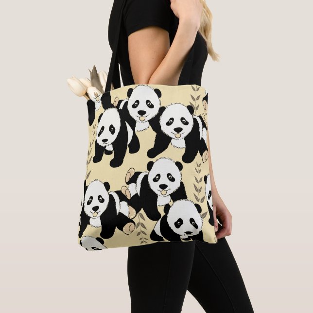 Bolso De Tela Panda Bears Graphic (Detalle)