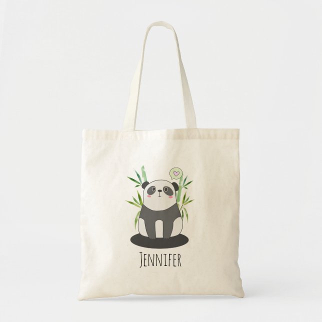 Bolso De Tela Panda blanco y negro en bambú (Frente)