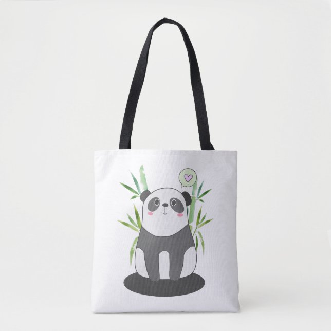 Bolso De Tela Panda blanco y negro lindo en Bambú (Anverso)