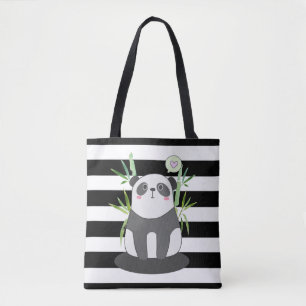 Bolso De Tela Panda blanco y negro lindo en Bambú