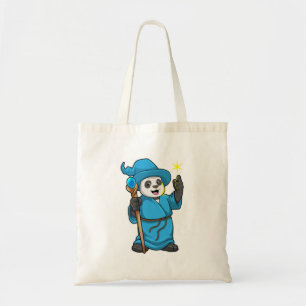 Bolso De Tela Panda como asistente con varita mágica