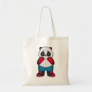 Bolso De Tela Panda como boxeador con guantes de boxeo
