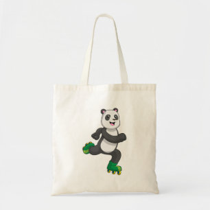 Bolso De Tela Panda como patinador en línea con patines