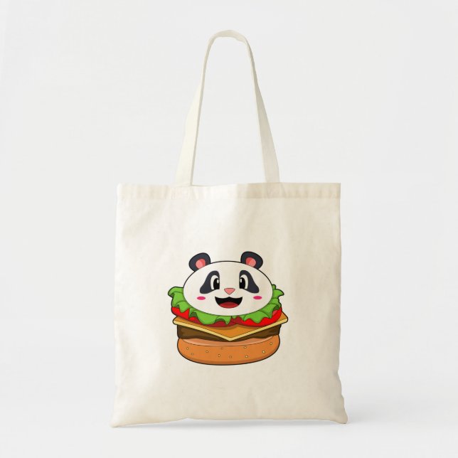 Bolso De Tela Panda con hamburguesa (Frente)