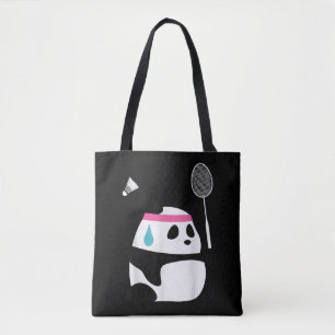 Bolso De Tela Panda de bádminton exhausto divertido lindo