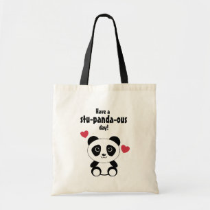 Bolso De Tela Panda De Bebé Cuto En Gris De Nieve De Invierno