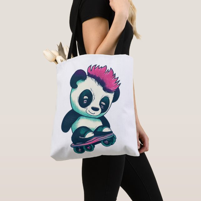 Bolso De Tela Panda de bebé lindo con mohawk | Skater Panda (Detalle)