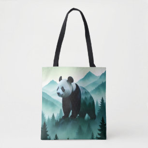Bolso De Tela Panda Doble exposición Naturaleza animal Arte salv