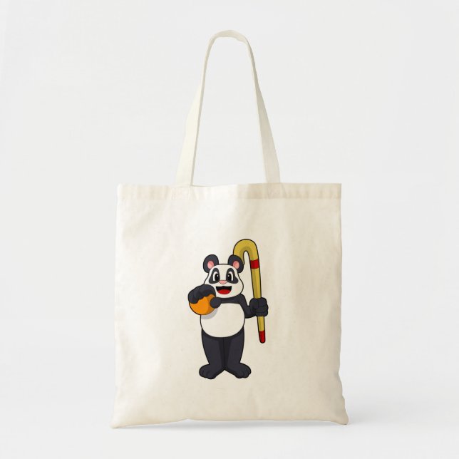 Bolso De Tela Panda en hockey con bate de hockey (Frente)