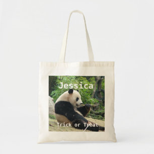 Bolso De Tela Panda gigante comiendo bambú Halloween truco o tra