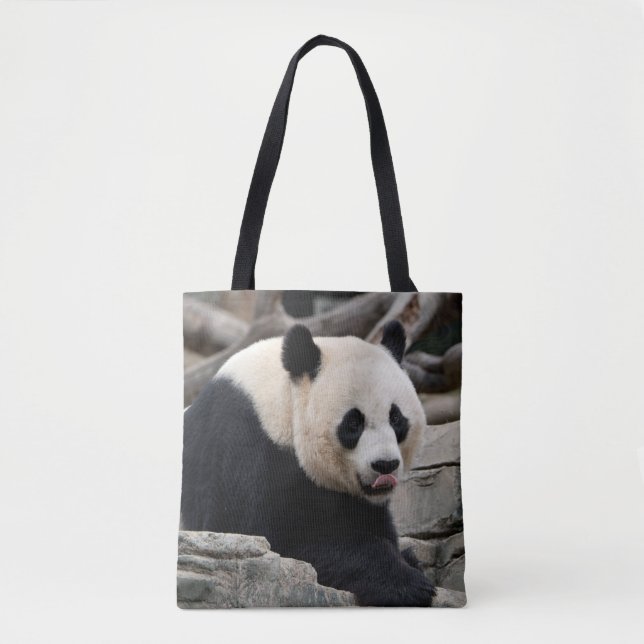 Bolso De Tela Panda gigante sobre rocas (Anverso)
