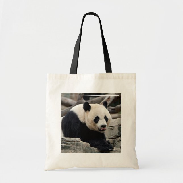 Bolso De Tela Panda gigante sobre rocas (Frente)