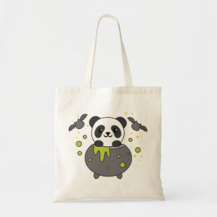 Bolso De Tela Panda Happy Halloween Cauldron Bat Tote Bag
