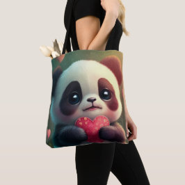 Bolso De Tela Panda Heart (2 caras):