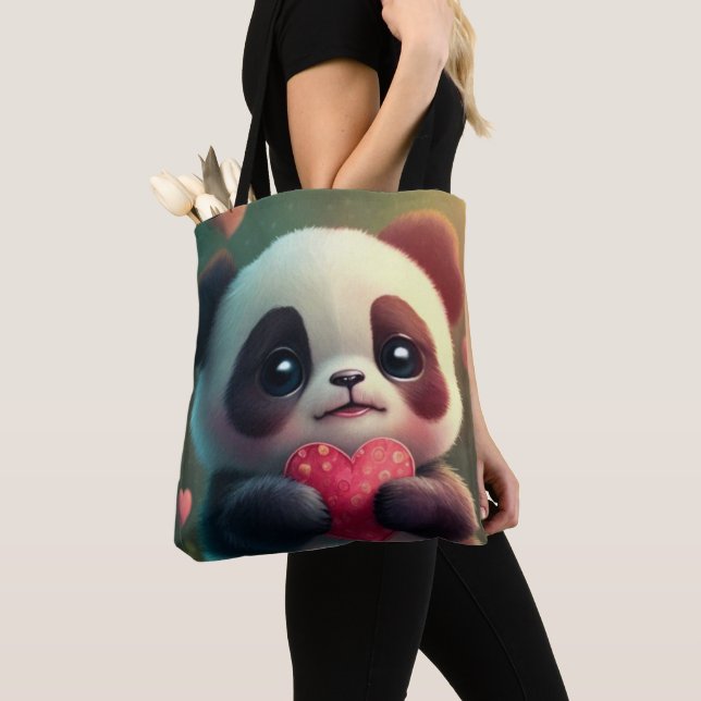 Bolso De Tela Panda Heart (2 caras): (Detalle)