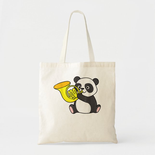 Bolso De Tela Panda Jugando Cuerno Francés4 (Frente)