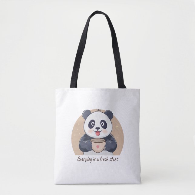 Bolso De Tela Panda lindo con café (Anverso)
