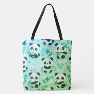 Bolso De Tela Panda Patrón de oso Impresión verde