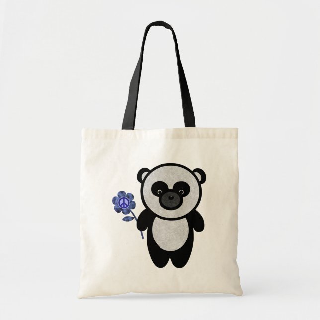 Bolso De Tela Panda Peace Flower Tote Bag (Frente)