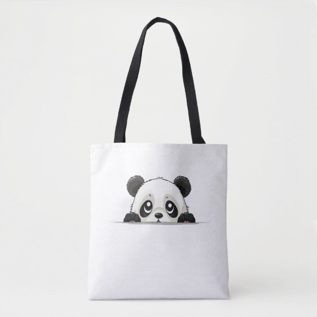 Bolso De Tela Panda Peeking Cute Adorable Gracioso Personalizado (Anverso)