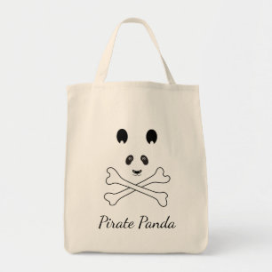 Bolso De Tela Panda pirata divertida blanco y negro personalizad