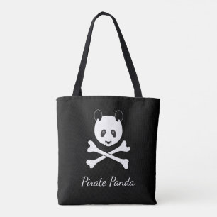 Bolso De Tela Panda pirata divertida blanco y negro personalizad