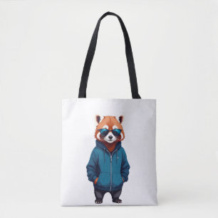 Bolso De Tela Panda Rojo Con Hoodie Funny Guay Animal Music