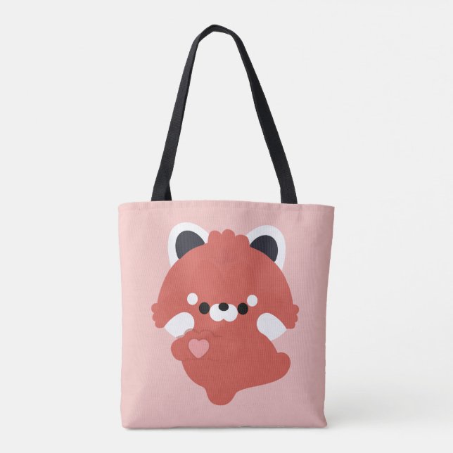 Bolso De Tela Panda Rojo de Amor Adorable (Reverso)