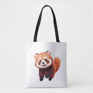 Bolso De Tela Panda Rojo Feliz Diversión Jugadora Saltando En Al