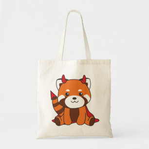 Bolso De Tela Panda Rojo Halloween Cute Devil Witch Costume Tote