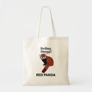Bolso De Tela Panda Rojo Sensándose Sleepy Funny Panda Rojo