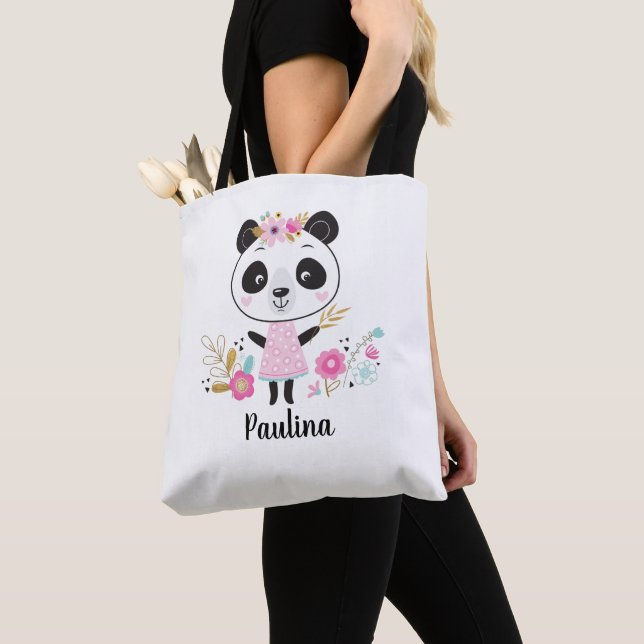 Bolso De Tela Panda rosado (Detalle)