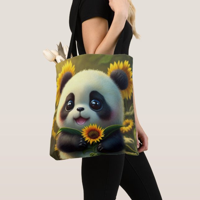 Bolso De Tela Panda-Sunflower (2 caras): (Detalle)