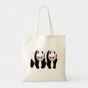 Bolso De Tela Pandas lesbianas cortas con lentes de arcoiris