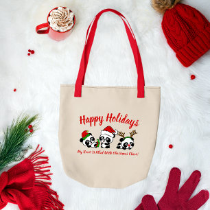 Bolso De Tela Pandas Navidades personalizados